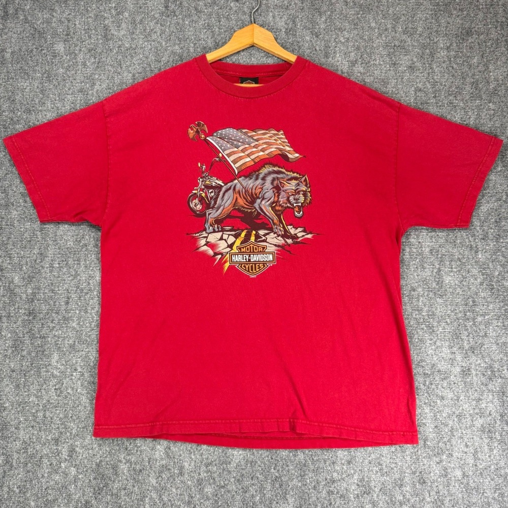 Harley-Davidson Military Sales NAS Sigonella Italy Men's XXL Red Graphic T-Shirt